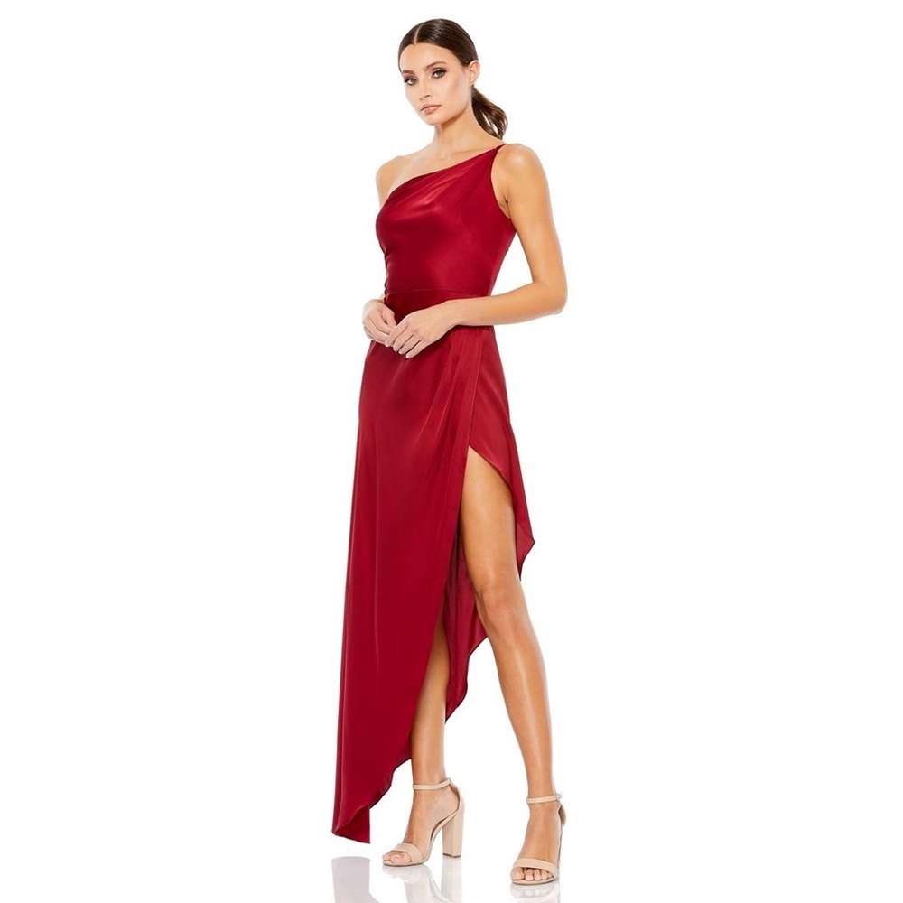 Ieena for Mac Duggal - Asymmetrical One Shoulder Gown (70177) - Red